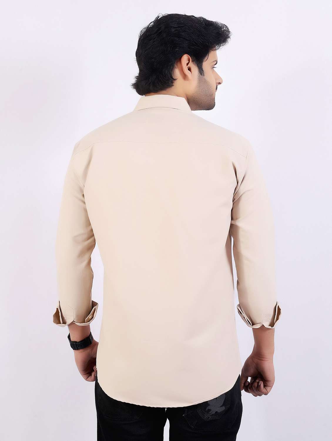 men solid long sleeve regular fit casual shirt - 22399128 -  Standard Image - 4
