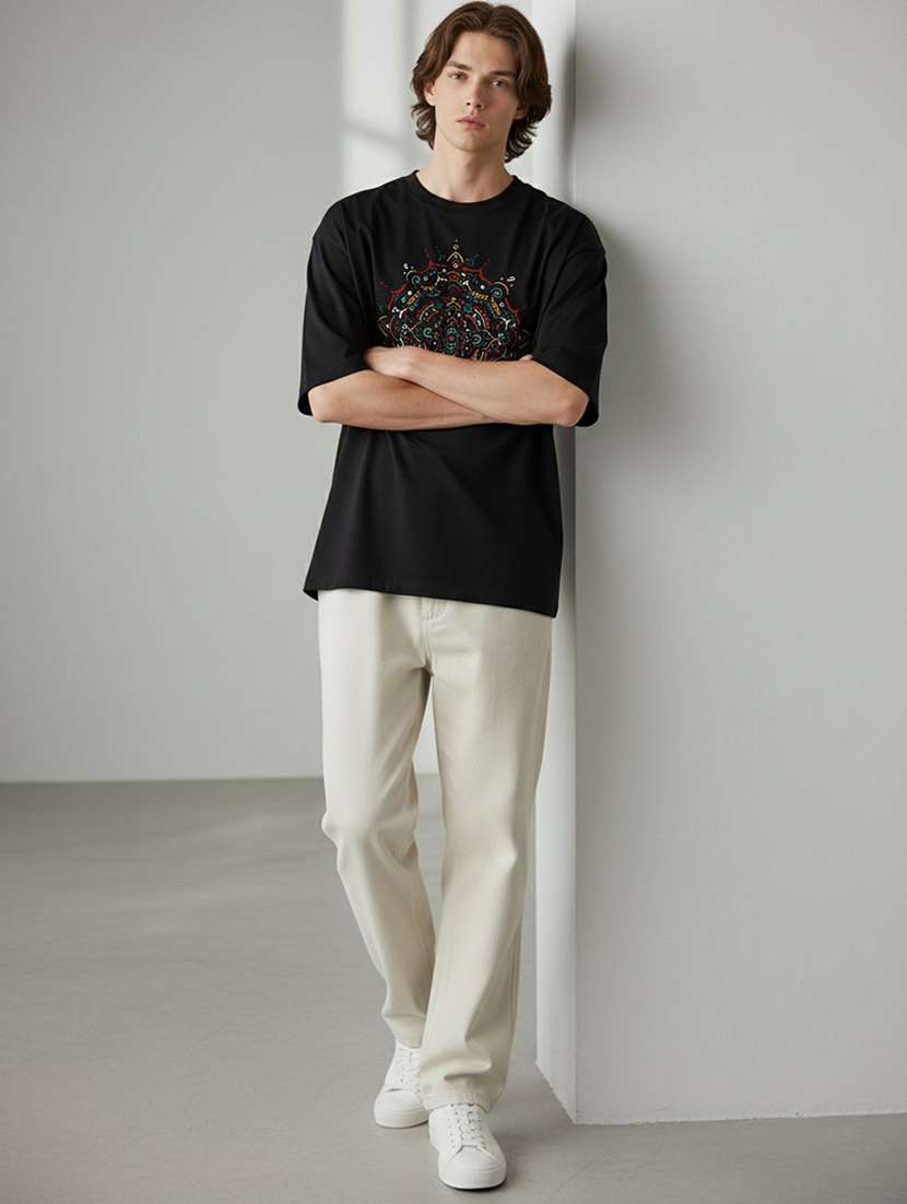 men printed short sleeve oversized t-shirt - 22399375 -  Standard Image - 4