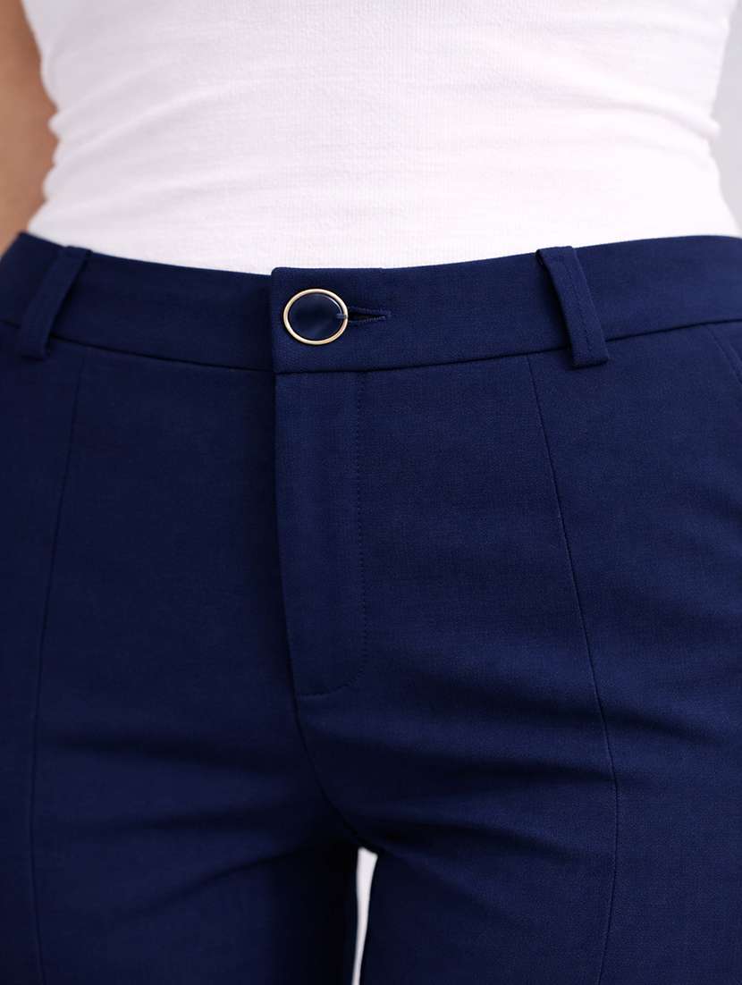 women solid high rise straight trouser - 22399451 -  Standard Image - 1