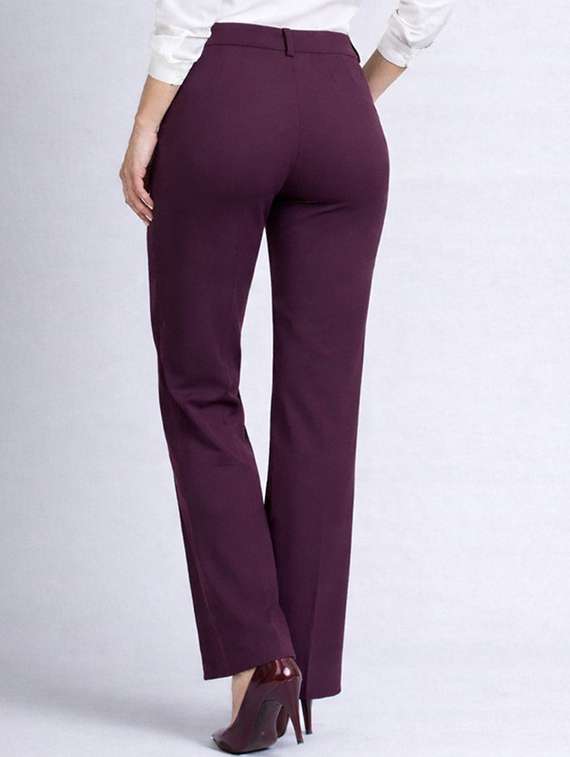 women solid high rise straight trouser - 22399453 -  Standard Image - 1
