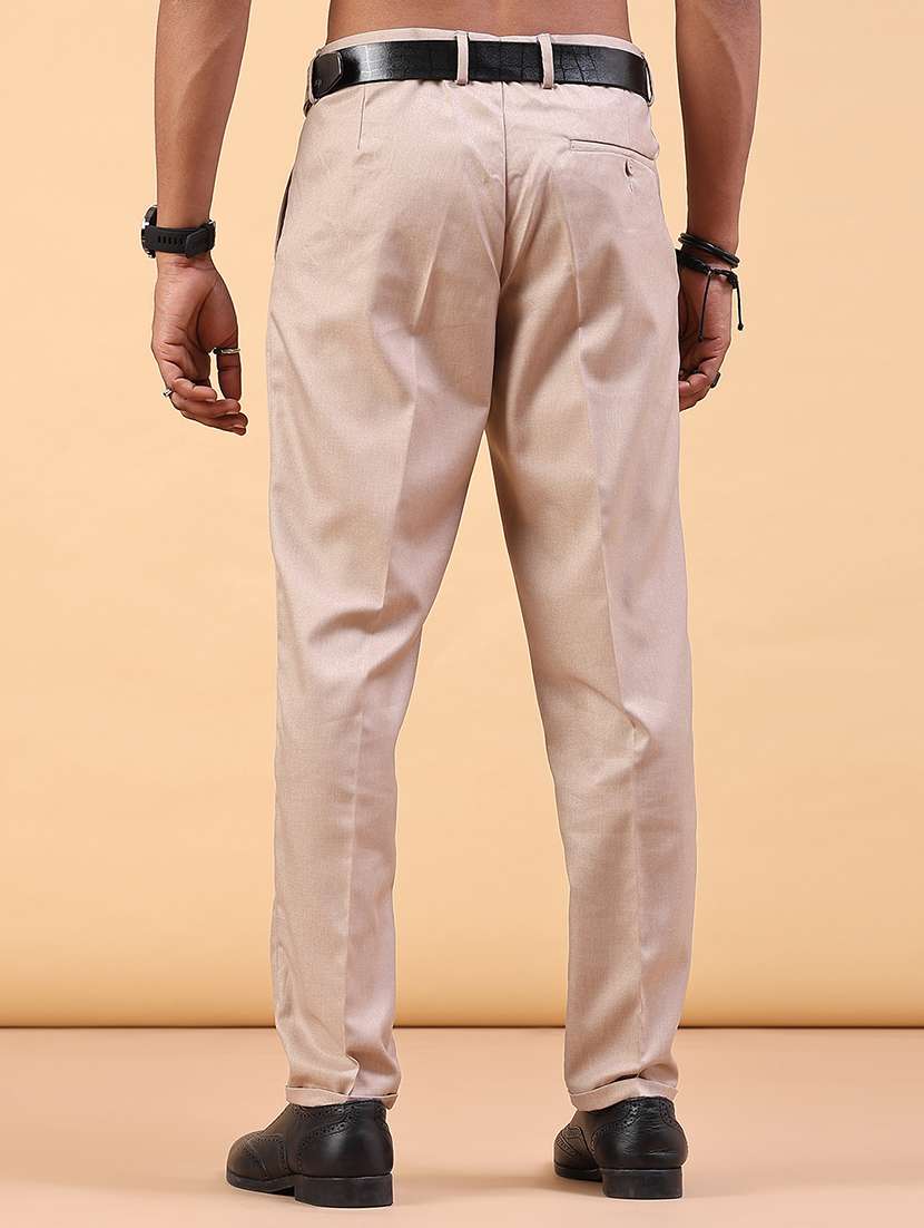 Men Solid Mid Rise Regular Fit Trouser - 22399500 -  Standard Image - 4