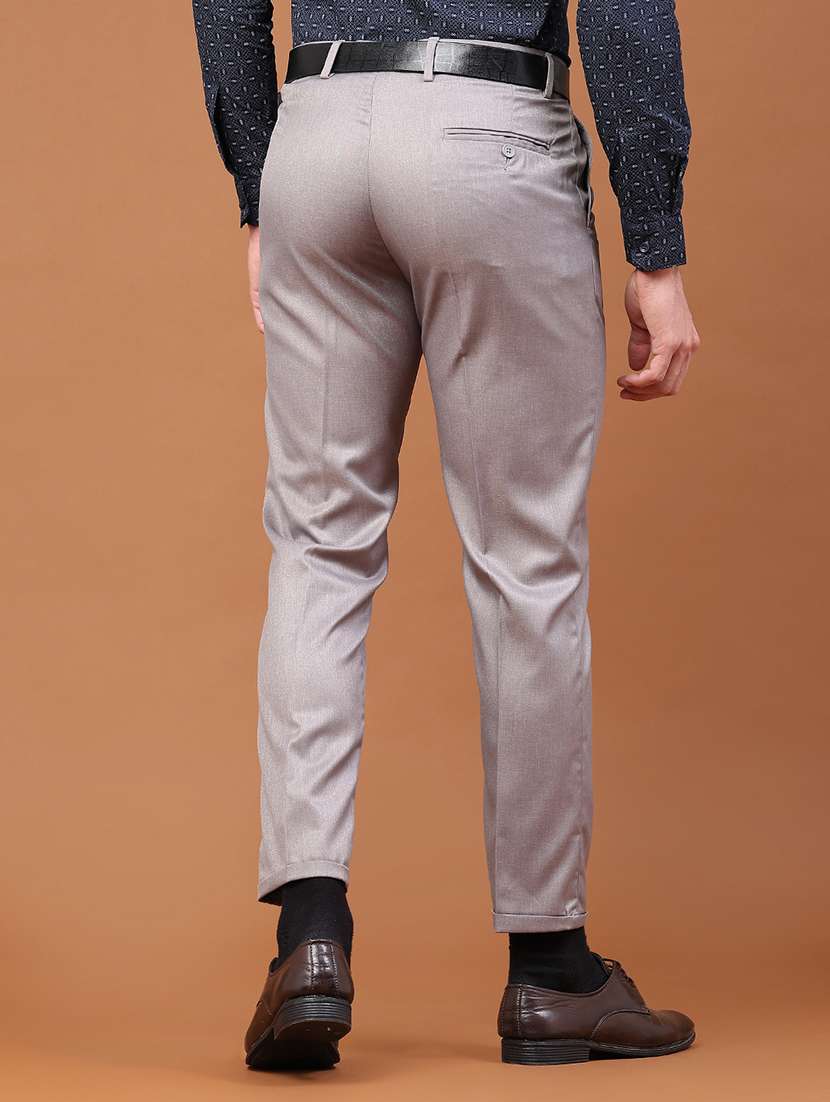 Men Solid Mid Rise Slim Fit Trouser - 22399501 -  Standard Image - 4