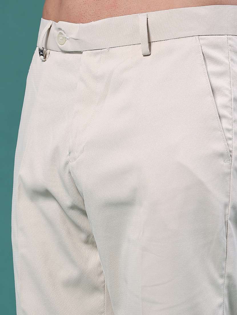men solid mid rise regular fit formal trouser - 22399502 -  Standard Image - 1