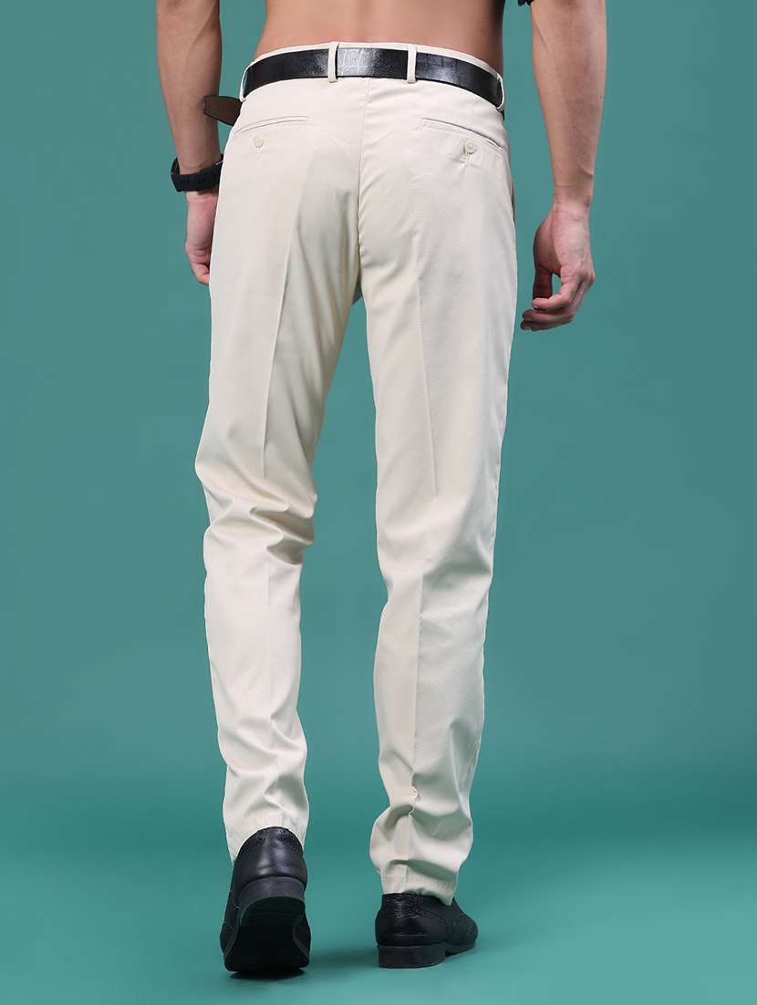 men solid mid rise regular fit formal trouser - 22399502 -  Standard Image - 4