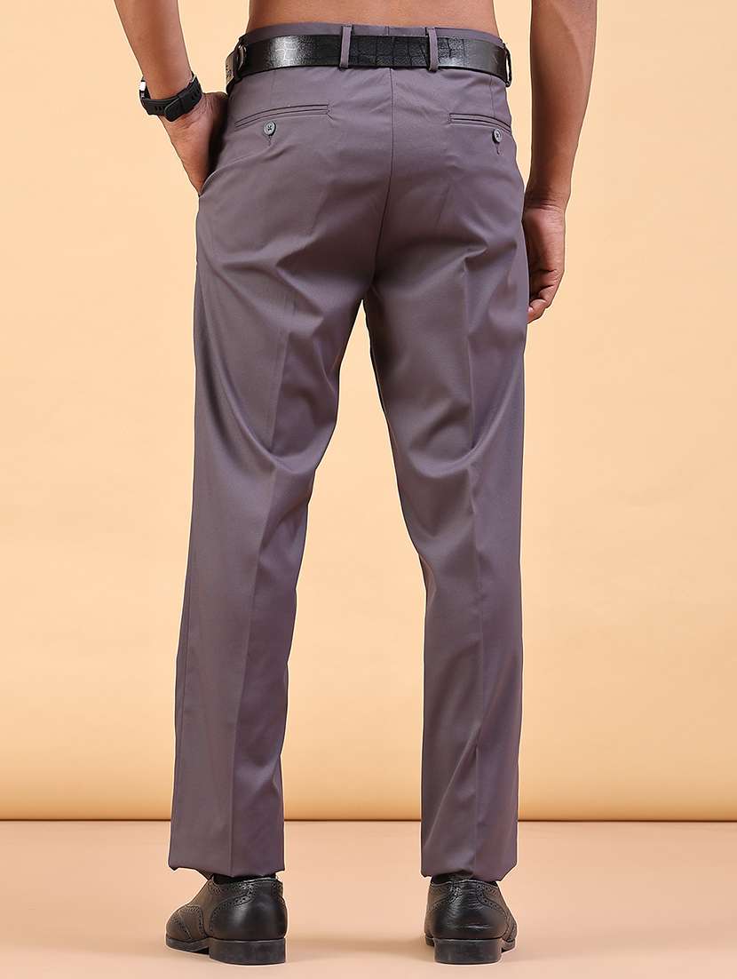 Men Solid Mid Rise Regular Fit Trouser - 22399504 -  Standard Image - 4