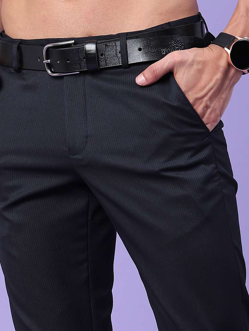 men striped mid rise slim fit trouser - 22399505 -  Standard Image - 1