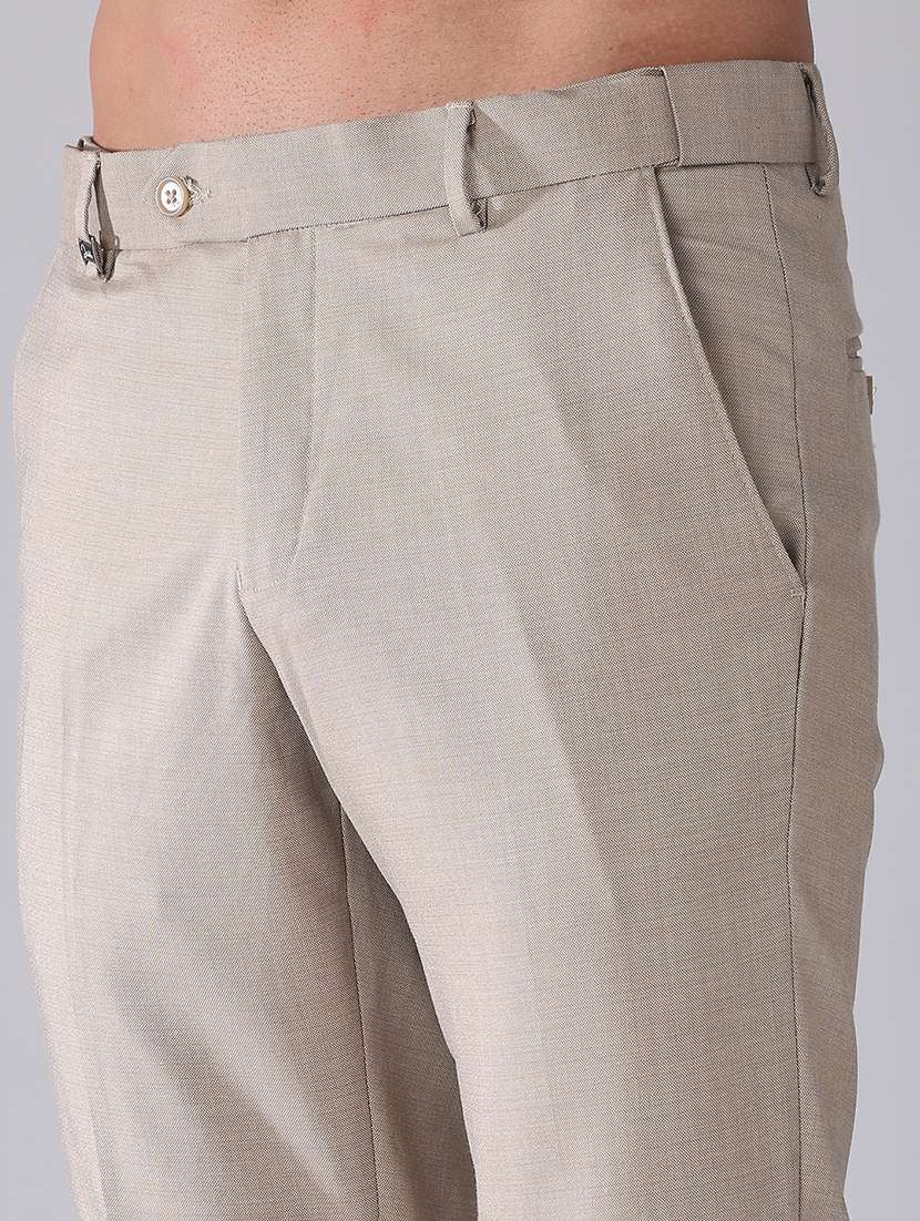 men solid mid rise slim fit formal trouser - 22399507 -  Standard Image - 1