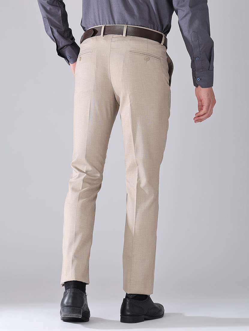 men solid mid rise slim fit formal trouser - 22399507 -  Standard Image - 4