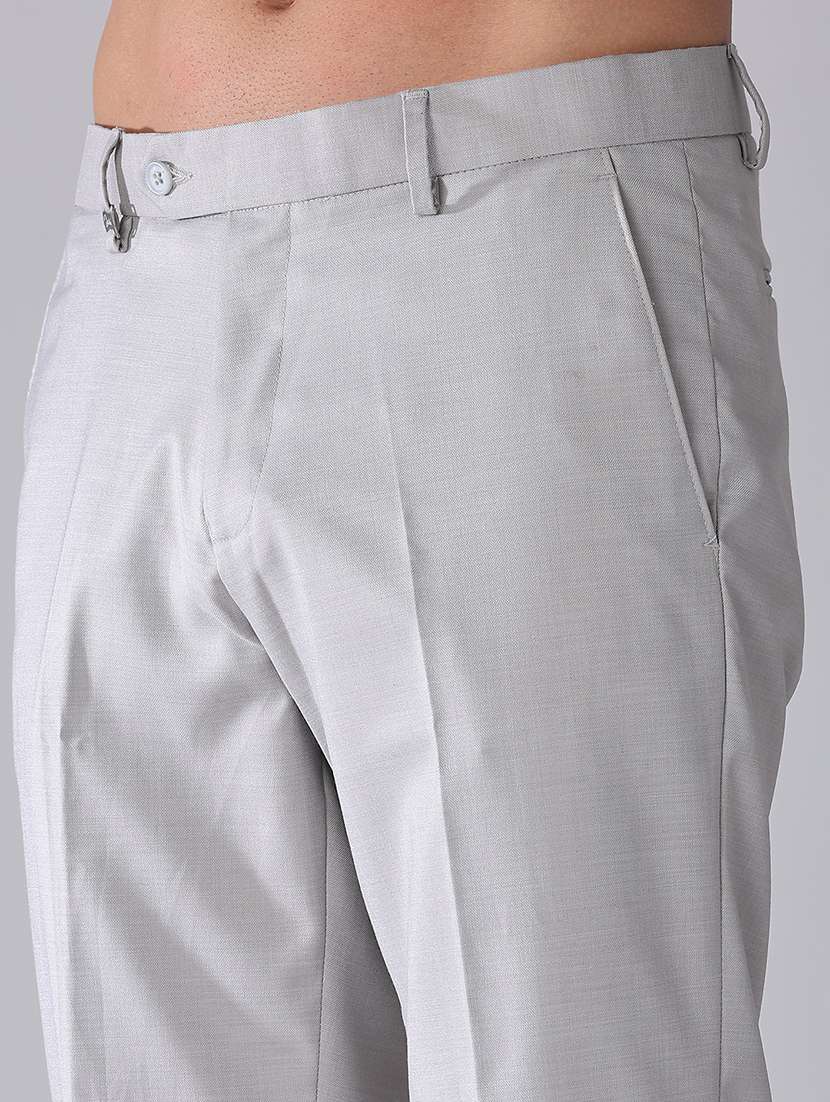 men solid mid rise slim fit formal trouser - 22399508 -  Standard Image - 1