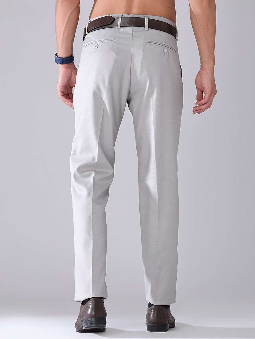 men solid mid rise slim fit formal trouser - 22399508 -  Standard Image - 4