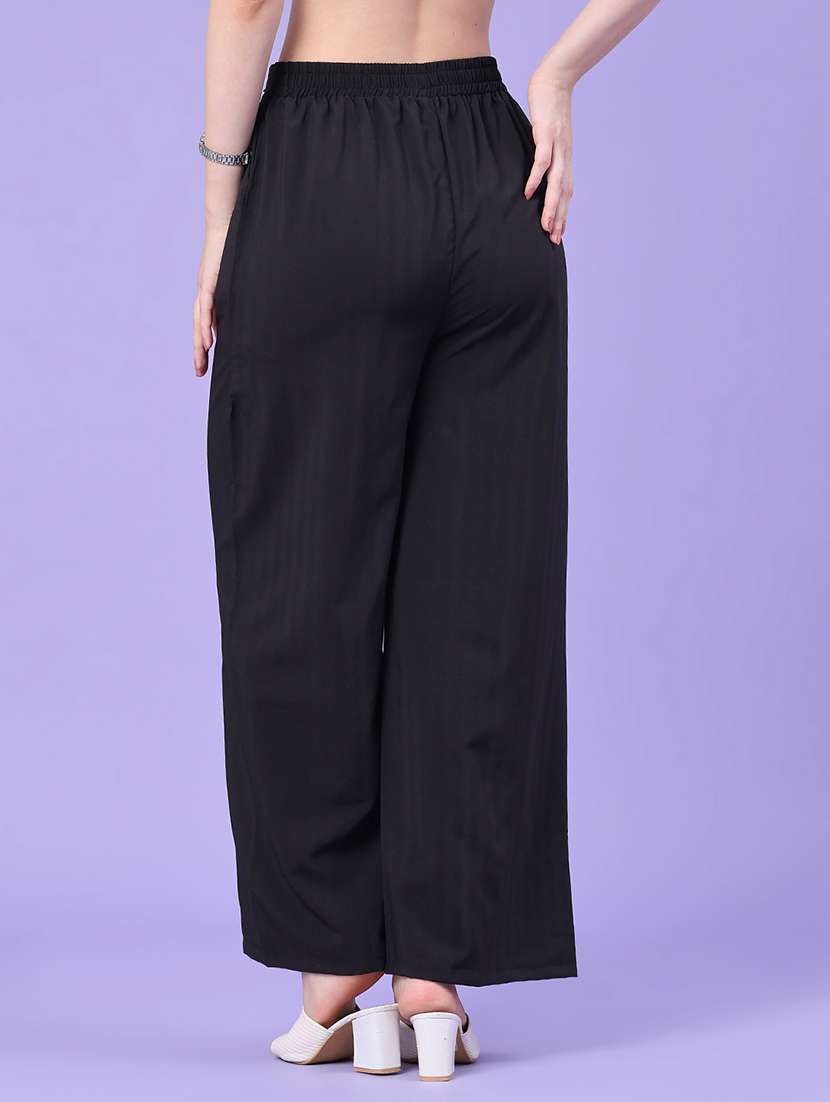 women solid mid rise wide leg trouser - 22399548 -  Standard Image - 4