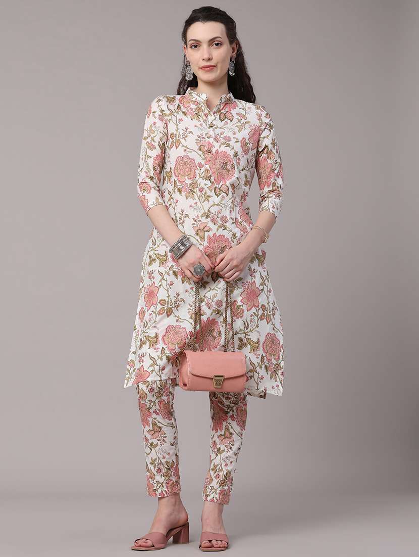 women printed three quarter sleeves straight kurta