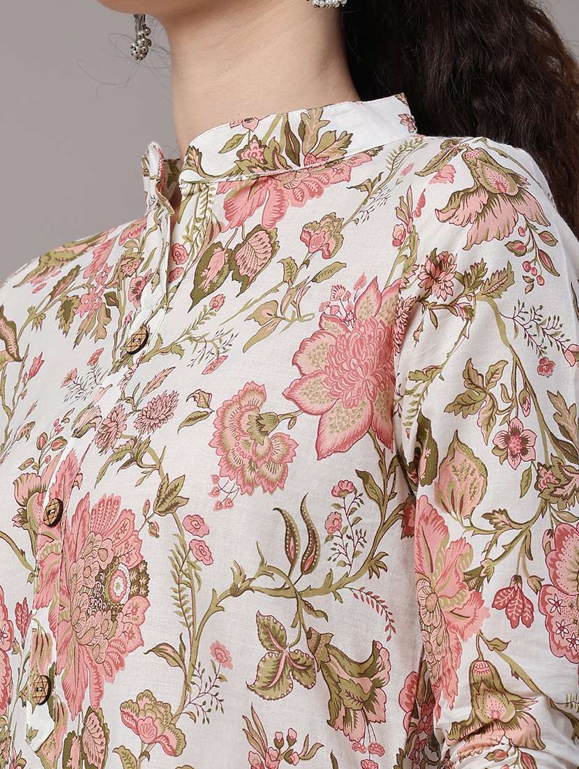 women printed three quarter sleeves straight kurta - 22399562 -  Standard Image - 1