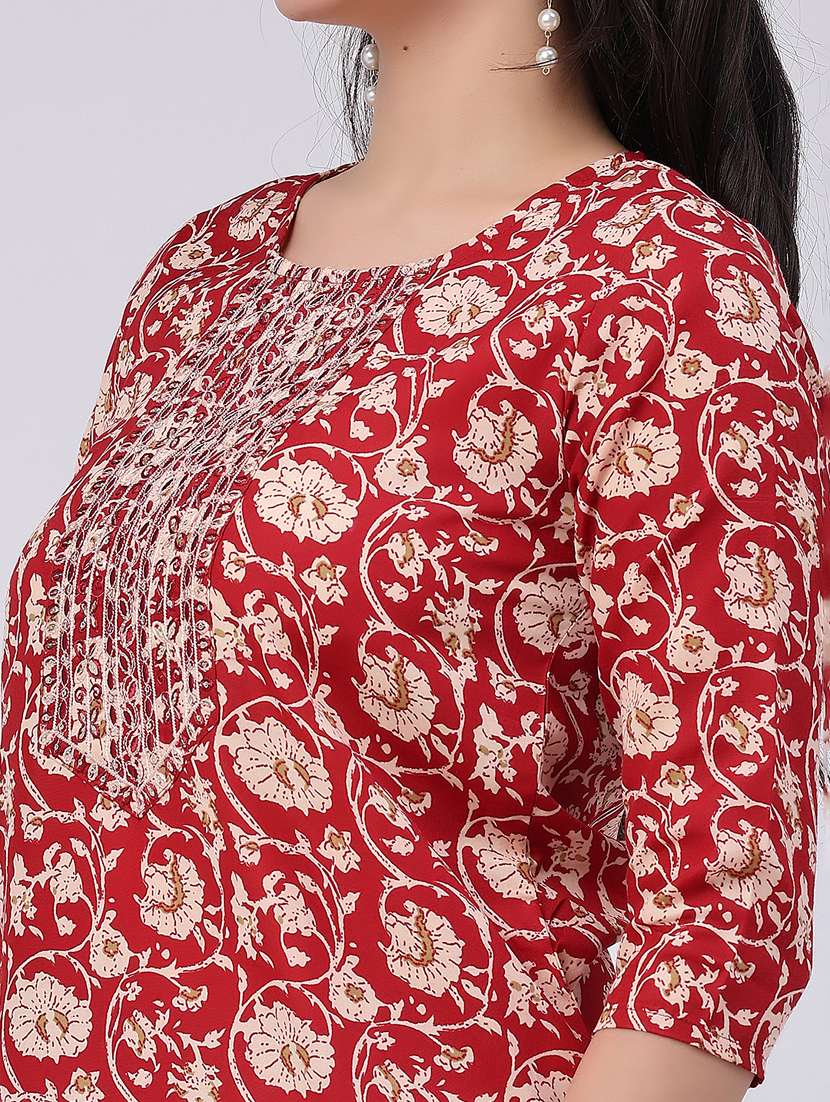 women printed three quarter sleeve kurta pant with dupatta set - 22399563 -  Standard Image - 4