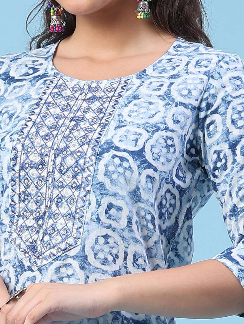 women printed three quarter sleeve kurta pant with dupatta set - 22399566 -  Standard Image - 1