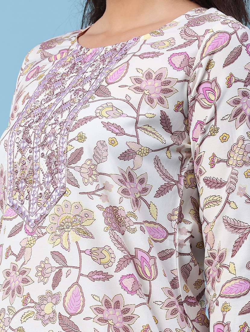 women printed three quarter sleeve kurta pant with dupatta set - 22399569 -  Standard Image - 4