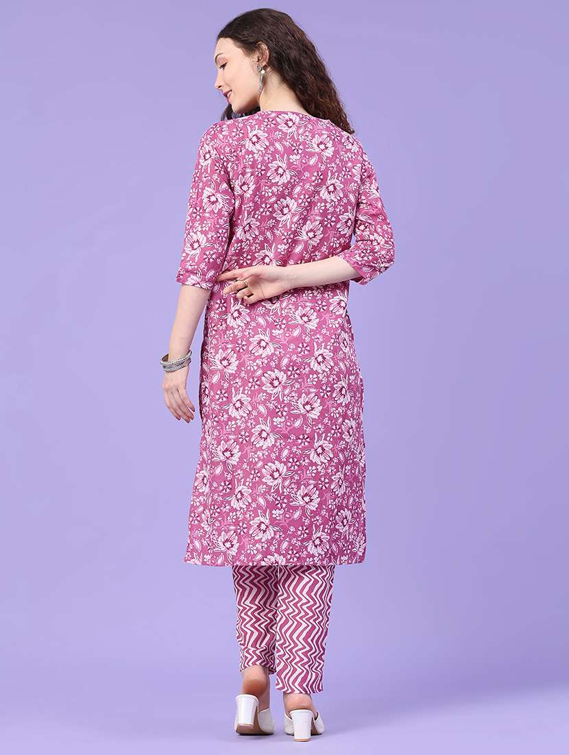 women printed three quarter sleeve kurta pant with dupatta set - 22399576 -  Standard Image - 4