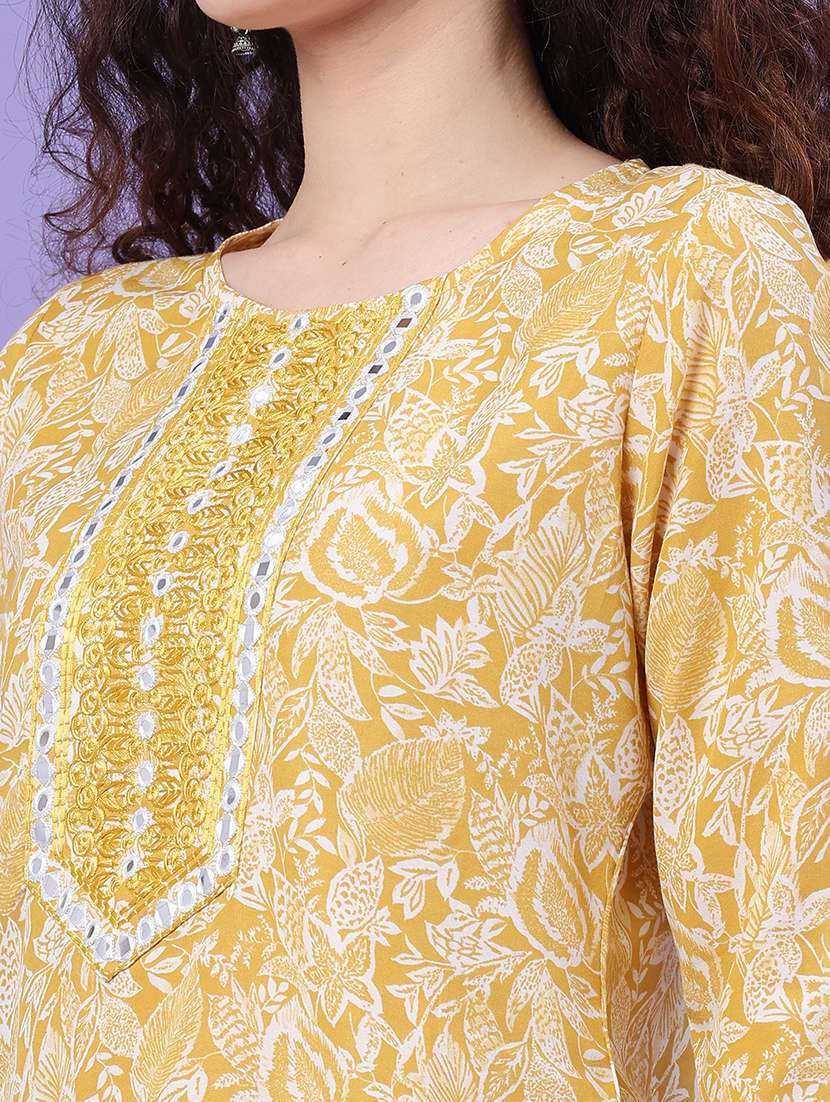women printed three quarter sleeve kurta pant with dupatta set - 22399579 -  Standard Image - 1