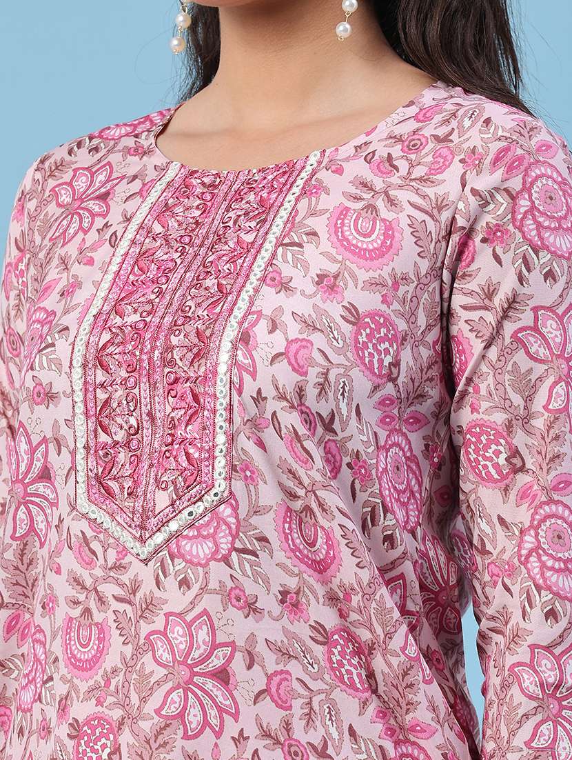 women printed three quarter sleeve kurta pant with dupatta set - 22399581 -  Standard Image - 1