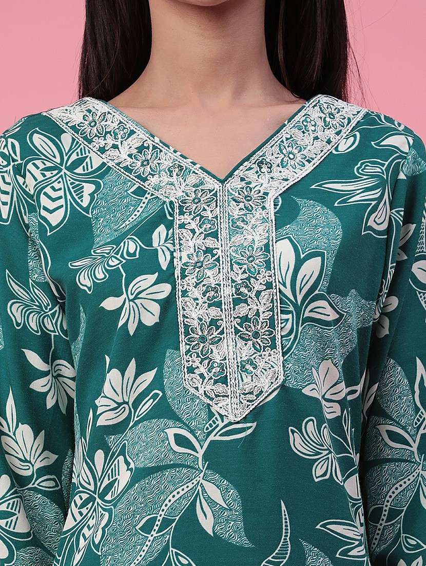 green cotton kurta palazzo  set - 22399583 -  Standard Image - 4