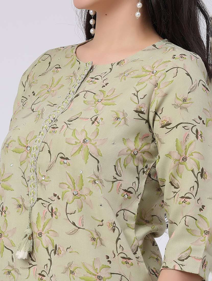 women printed three quarter sleeve kurta pant with dupatta set - 22399585 -  Standard Image - 4