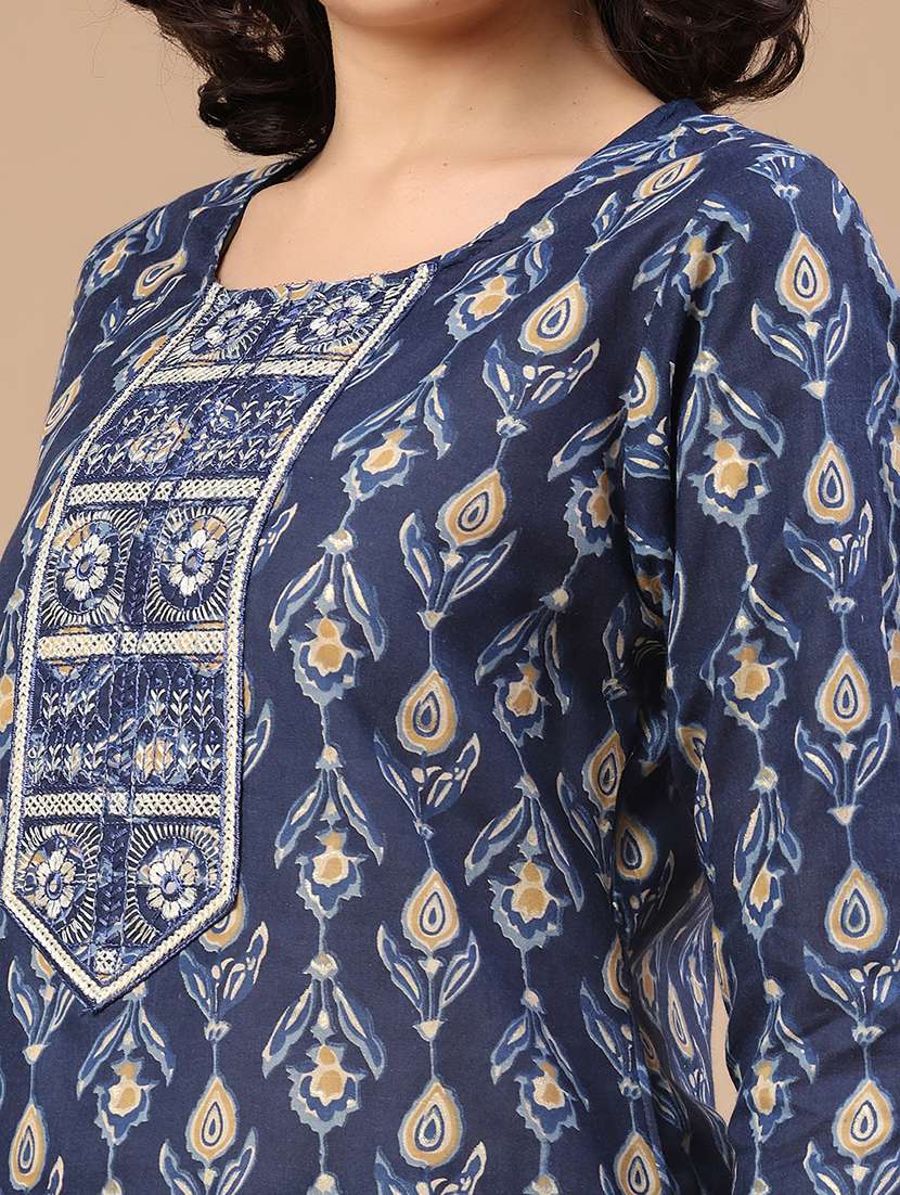 women printed three quarter sleeve kurta pant with dupatta set - 22399591 -  Standard Image - 1
