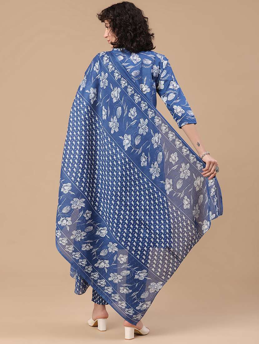 women printed three quarter sleeve kurta pant with dupatta set - 22399592 -  Standard Image - 4