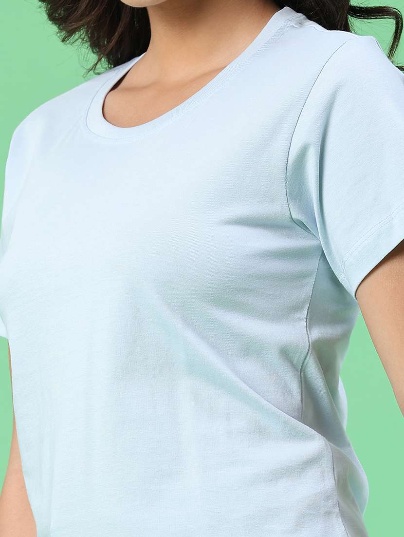 women solid round neck short sleeves t-shirt - 22399664 -  Standard Image - 1