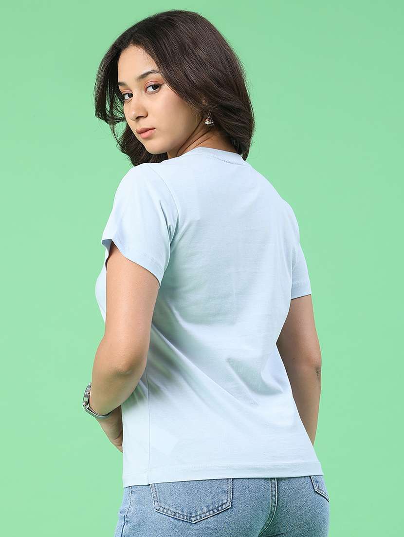 women solid round neck short sleeves t-shirt - 22399664 -  Standard Image - 4