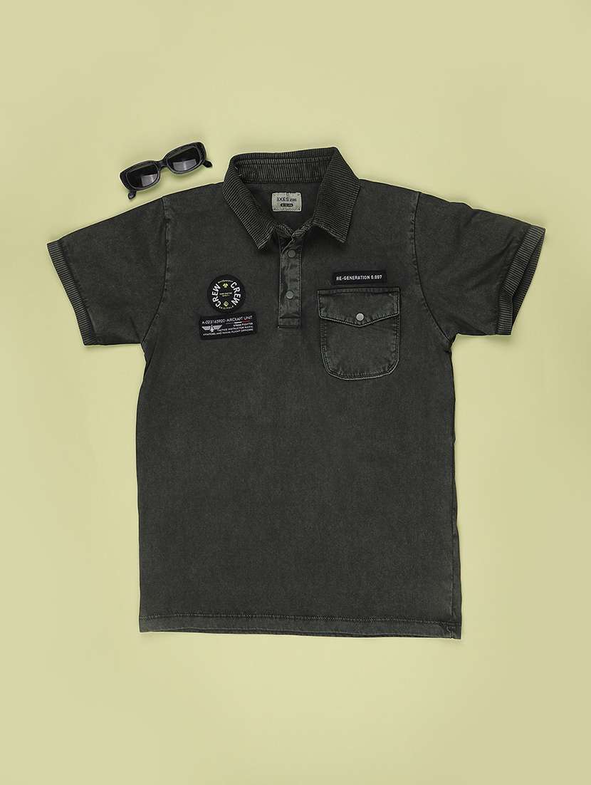 boys solid short sleeves polo neck t-shirt - 22399684 -  Standard Image - 1