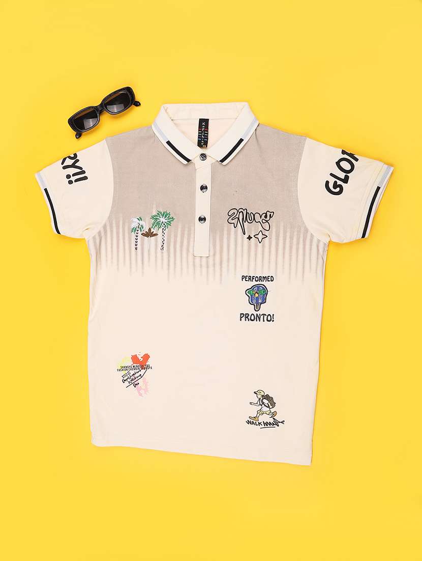 boys printed short sleeves polo neck t-shirt - 22399703 -  Standard Image - 1