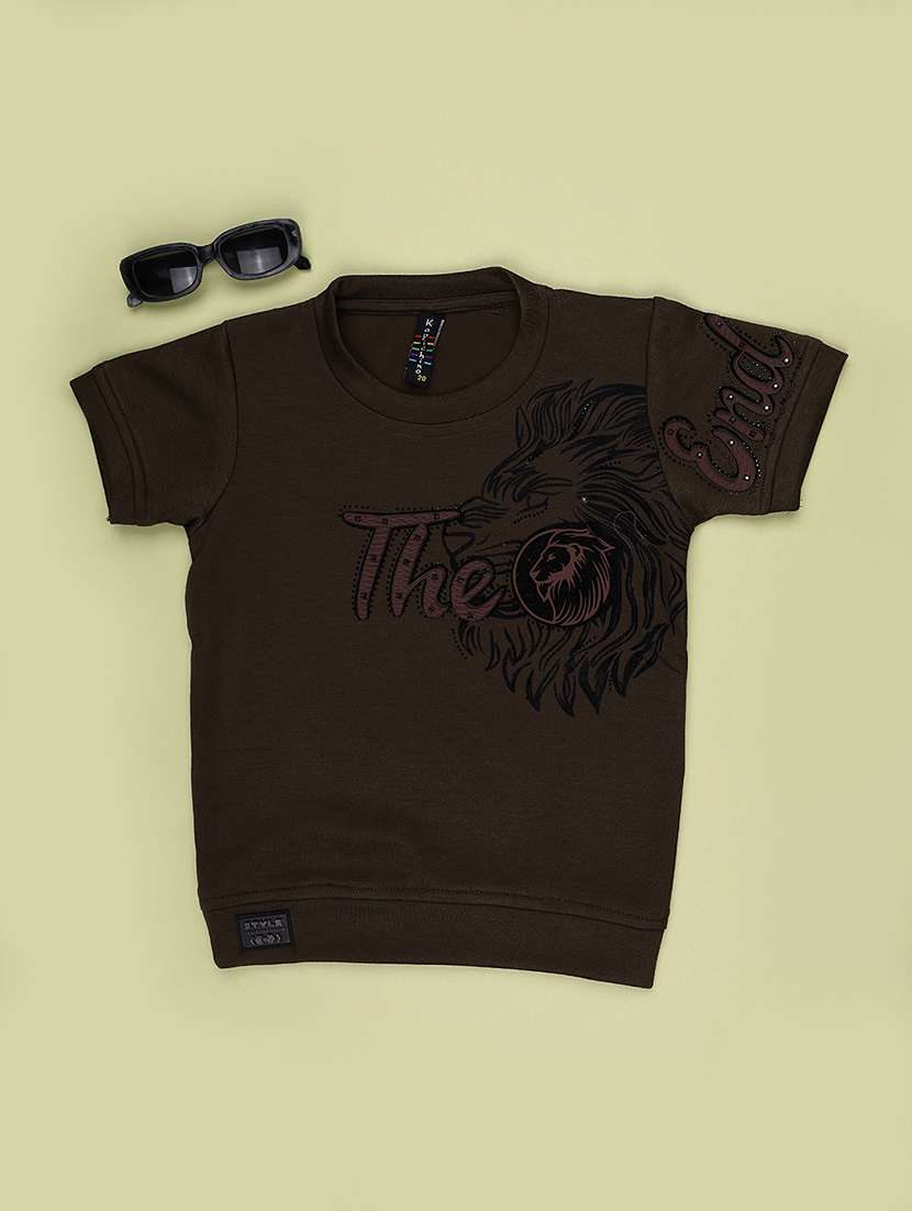 boys embellished round neck regular t-shirt - 22399707 -  Standard Image - 1