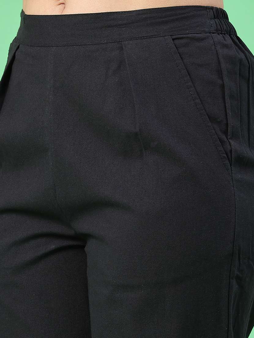 women solid mid rise tapered pant - 22399724 -  Standard Image - 1