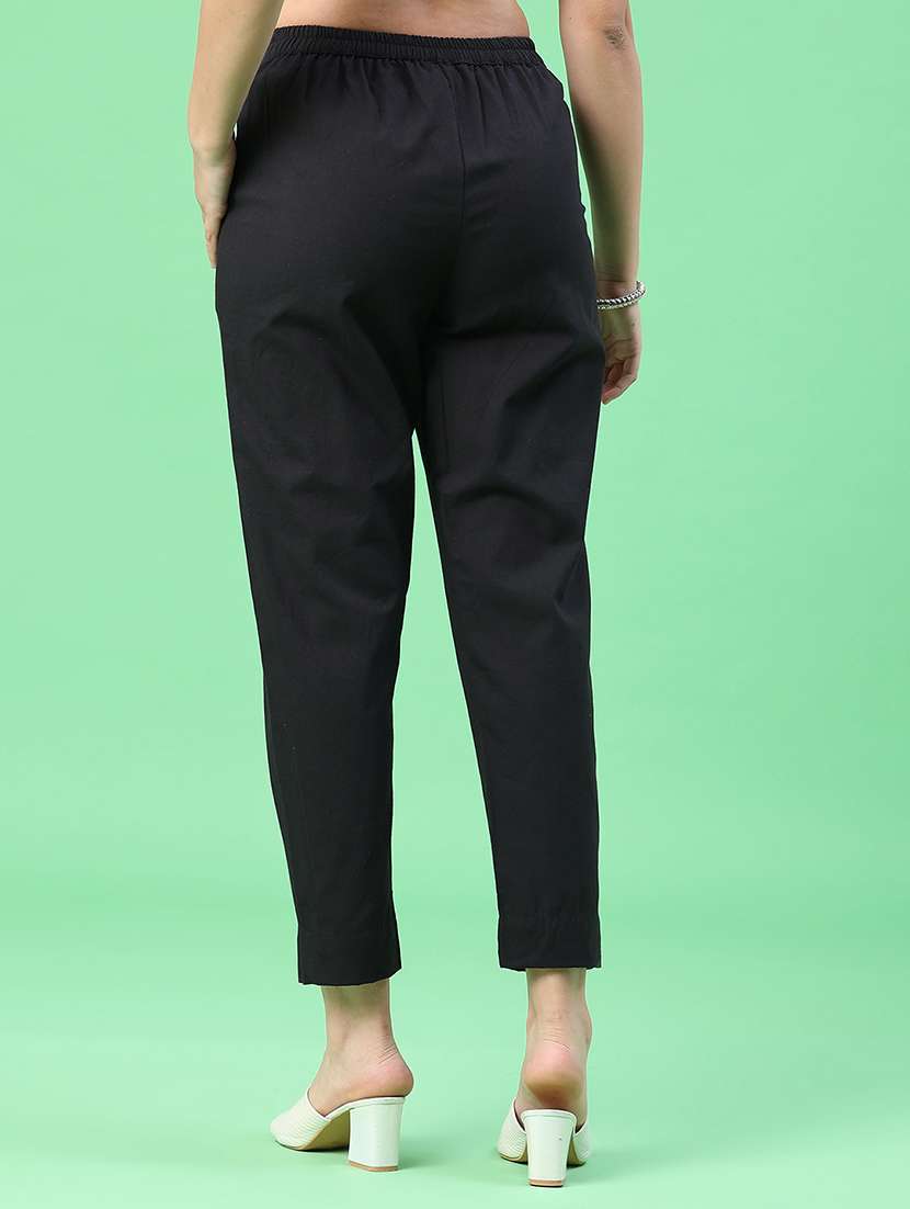 women solid mid rise tapered pant - 22399724 -  Standard Image - 4