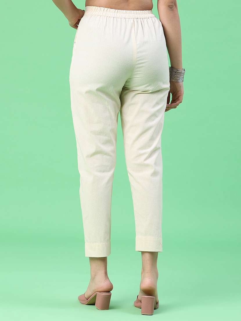 women solid mid rise tapered pant - 22399726 -  Standard Image - 4