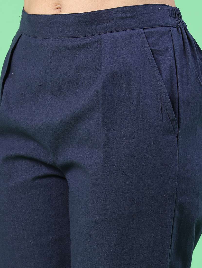 women solid mid rise tapered pant - 22399727 -  Standard Image - 1