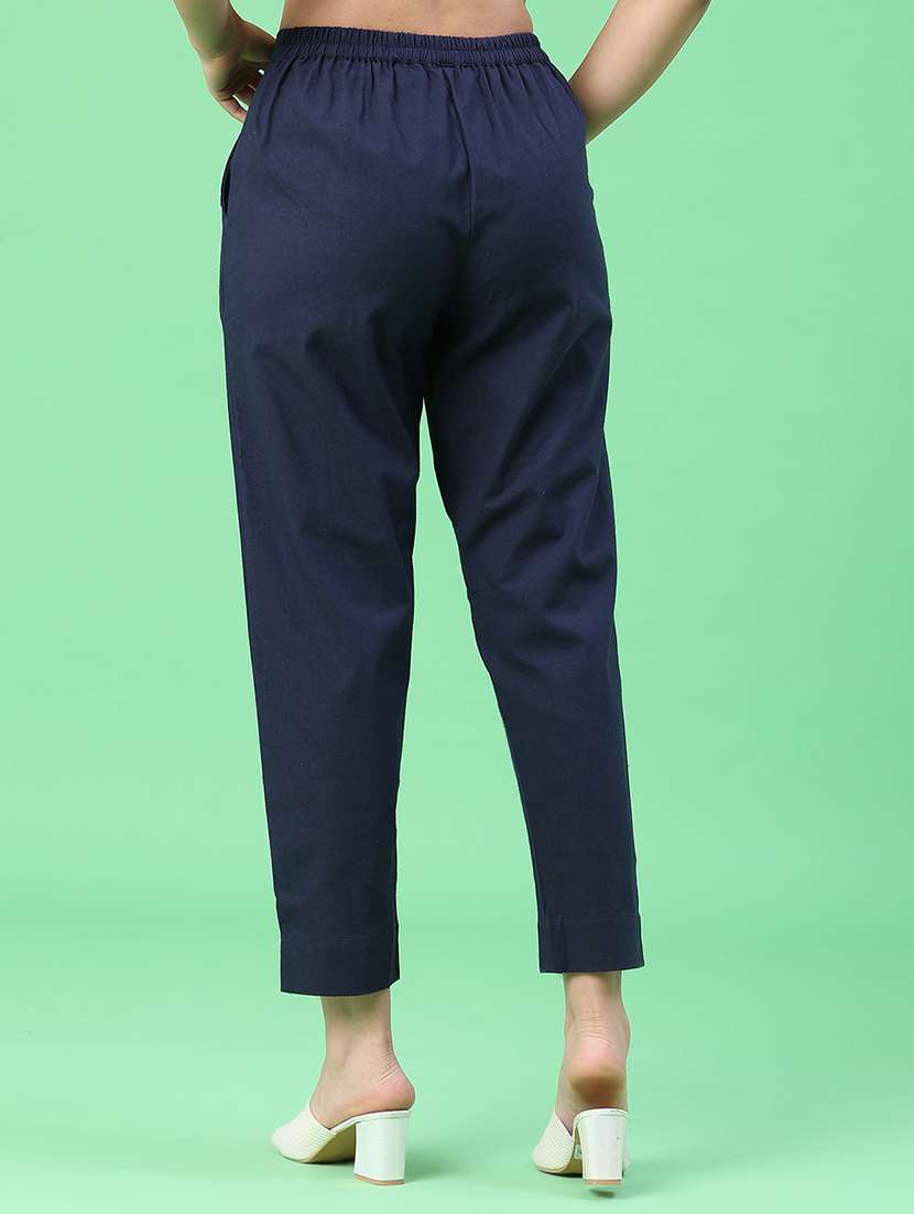 women solid mid rise tapered pant - 22399727 -  Standard Image - 4