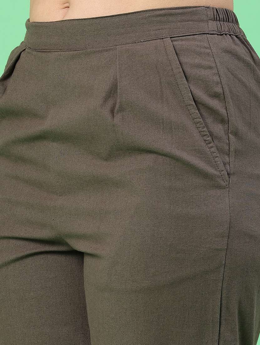 women solid mid rise tapered pant - 22399728 -  Standard Image - 1