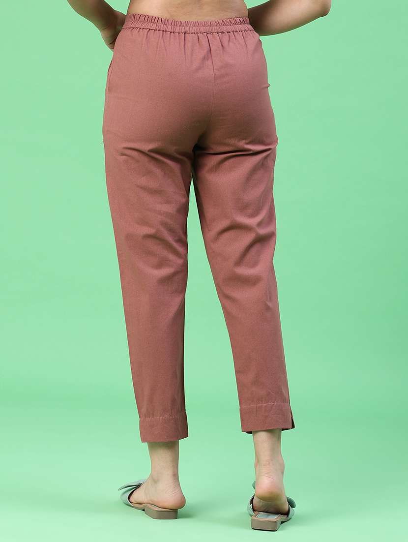 women solid mid rise tapered pant - 22399734 -  Standard Image - 4