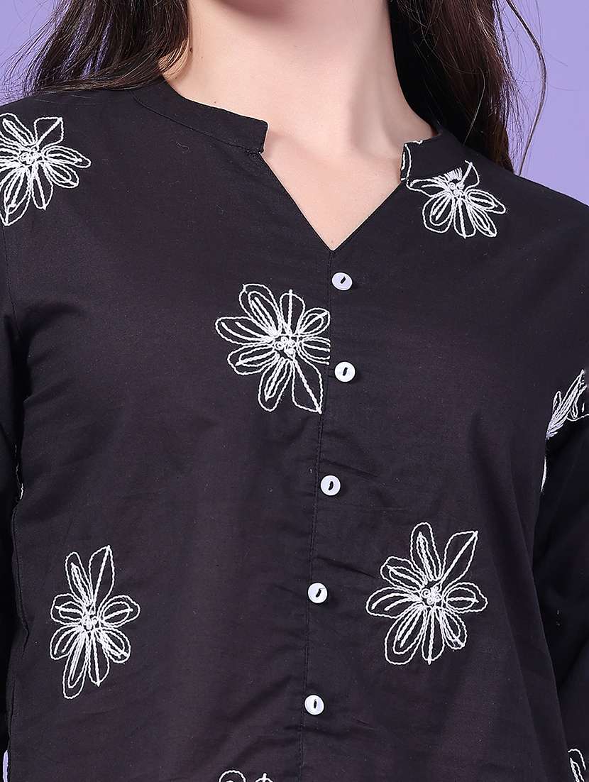 Women Embroidered Three Quarter Sleeves Crop Top - 22399760 -  Standard Image - 1