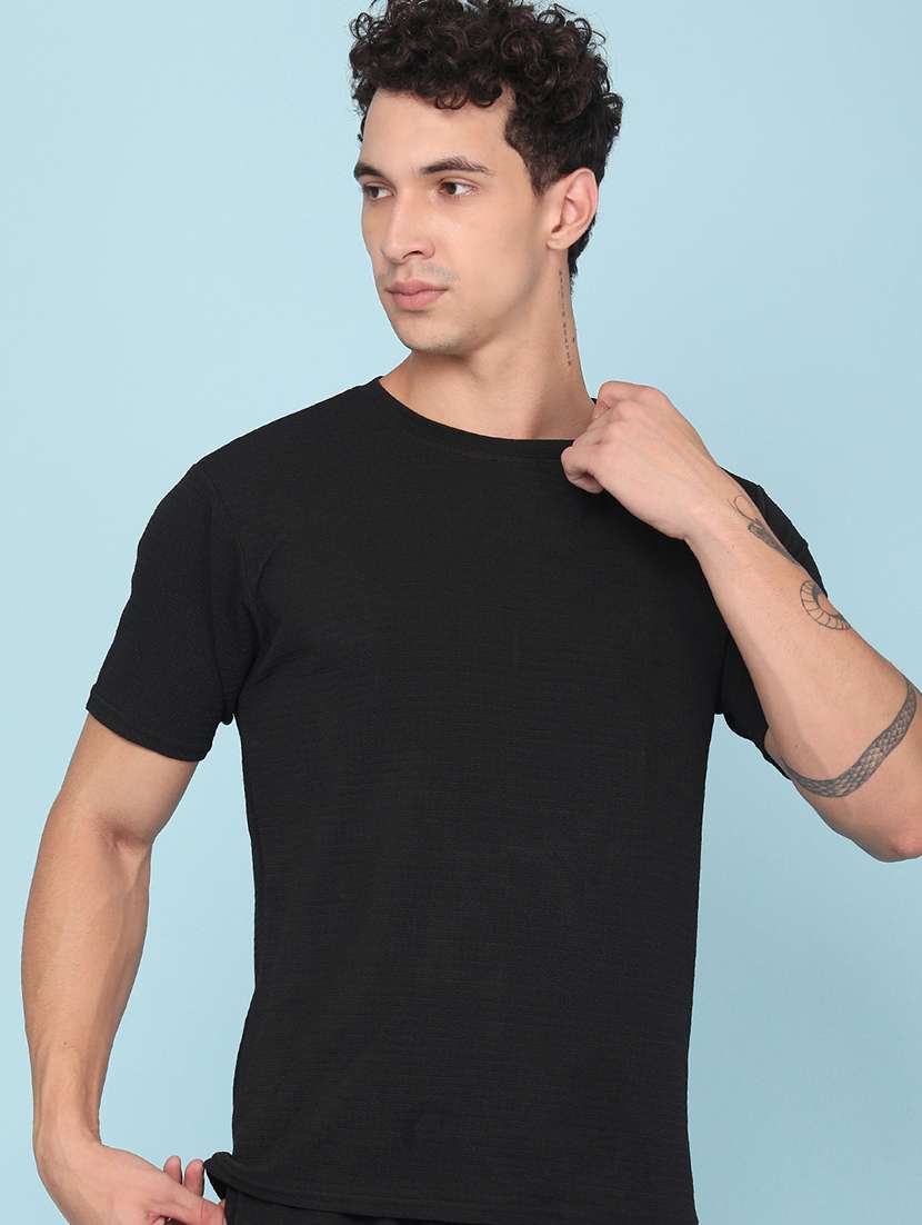 men self design t-shirt and shorts co-ord set - 22399781 -  Standard Image - 1