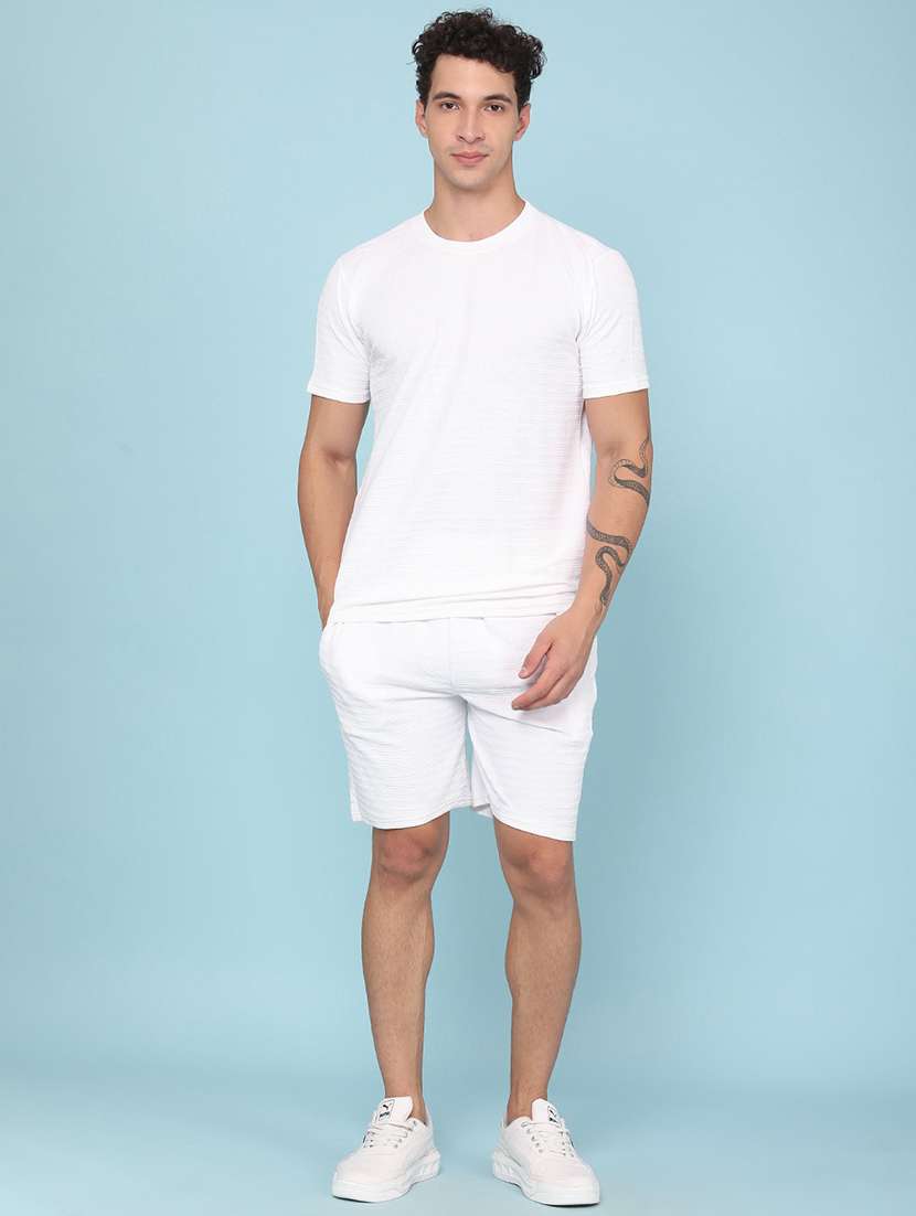men self design t-shirt and shorts co-ord set - 22399785 -  Standard Image - 1