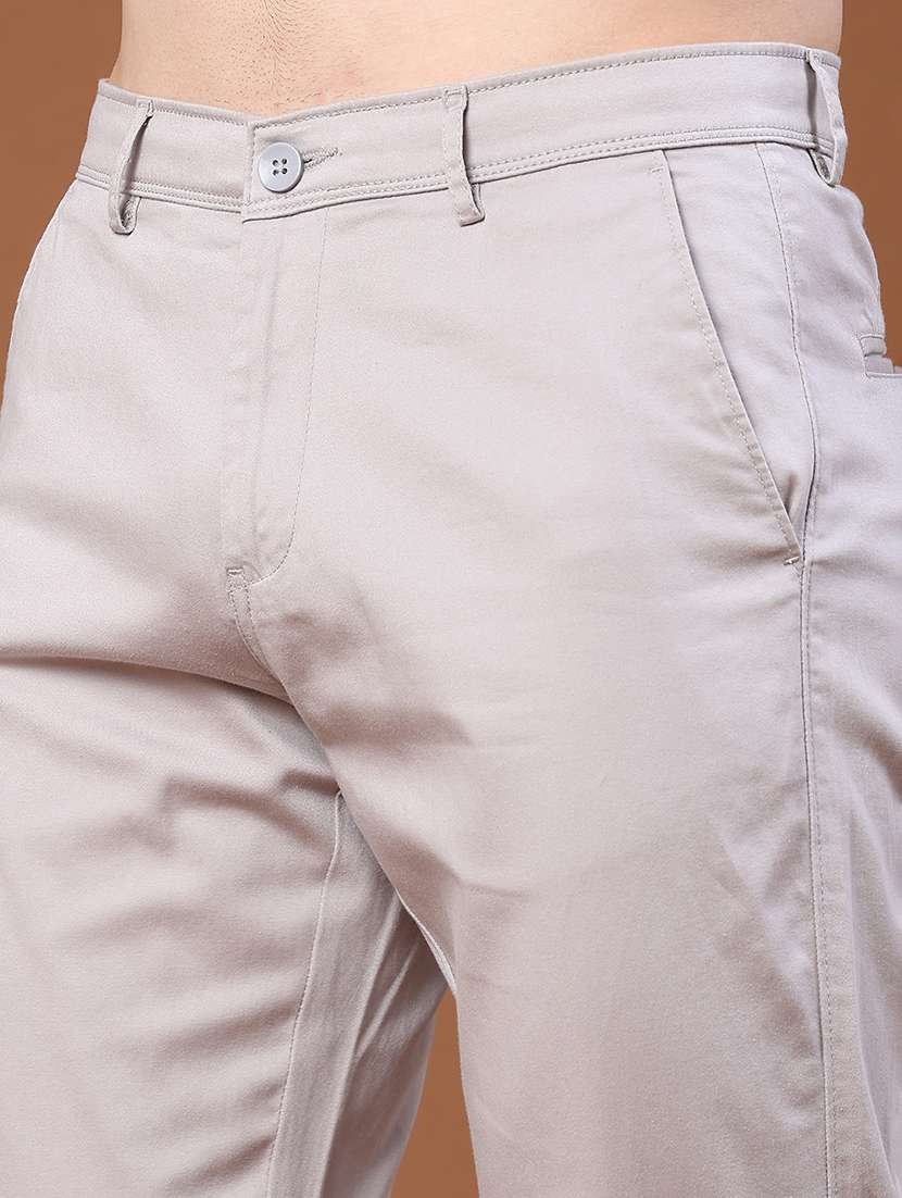Men Solid Mid Rise Regular Fit Chinos - 22399815 -  Standard Image - 1