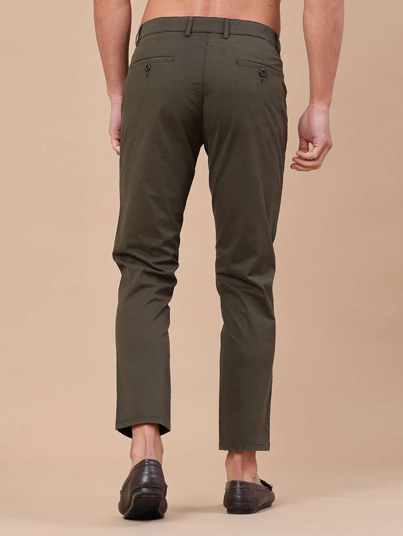 men solid mid rise slim fit chinos - 22399817 -  Standard Image - 4