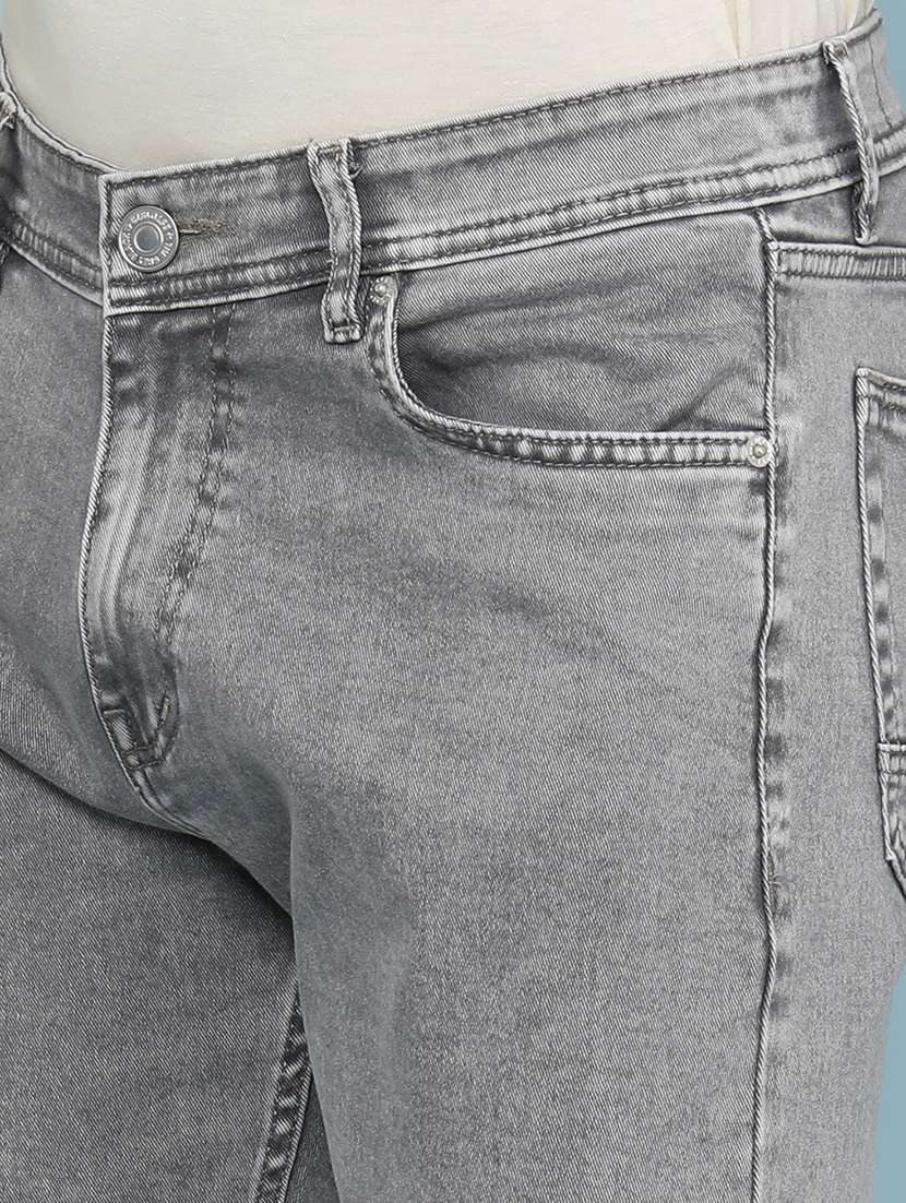 men plain mid rise full length slim fit jeans - 22399842 -  Standard Image - 1