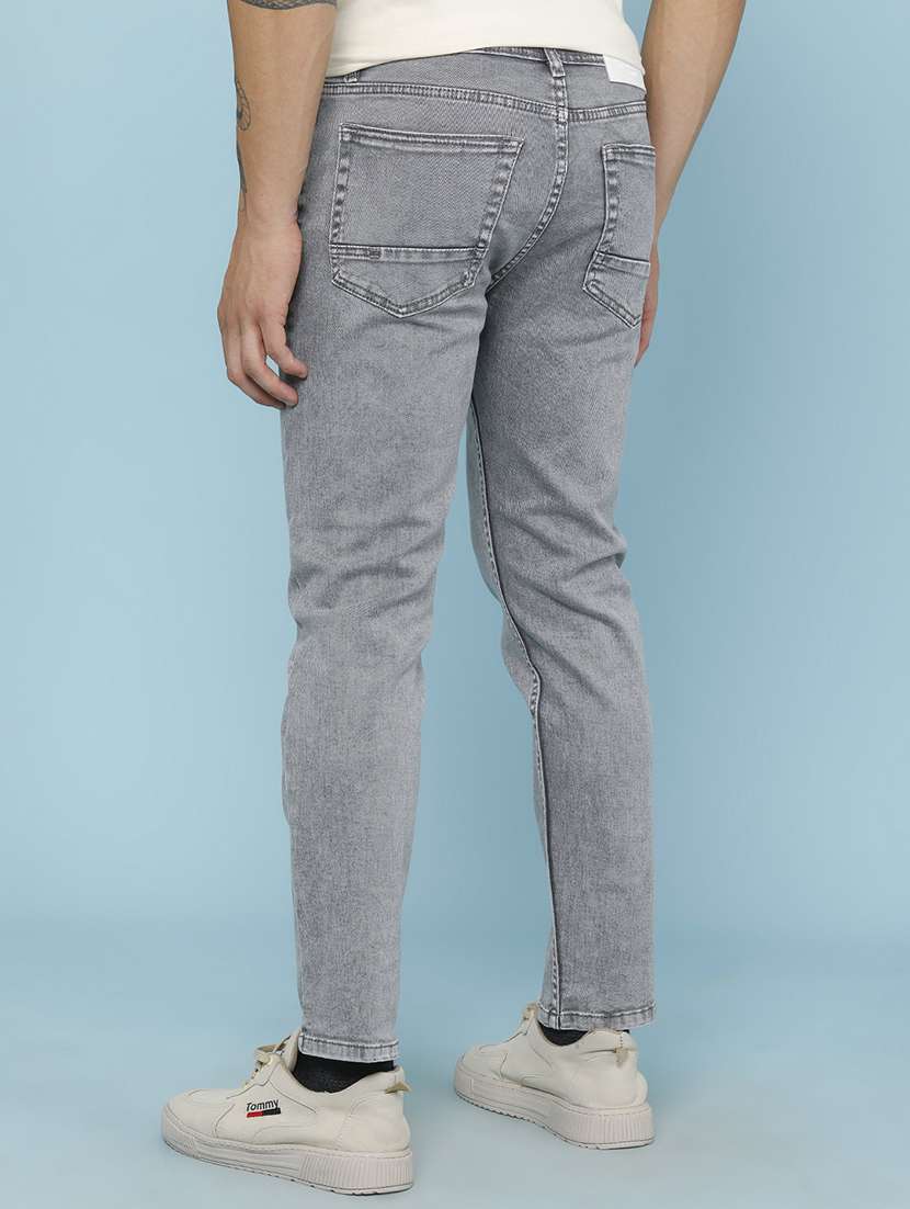 men plain mid rise full length slim fit jeans - 22399842 -  Standard Image - 4