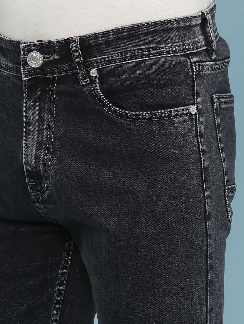 men plain mid rise full length slim fit jeans - 22399843 -  Standard Image - 1
