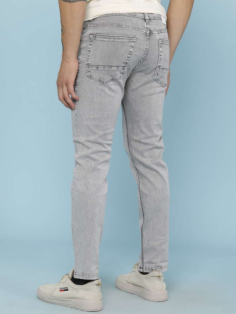 men plain mid rise full length slim fit jeans - 22399844 -  Standard Image - 4