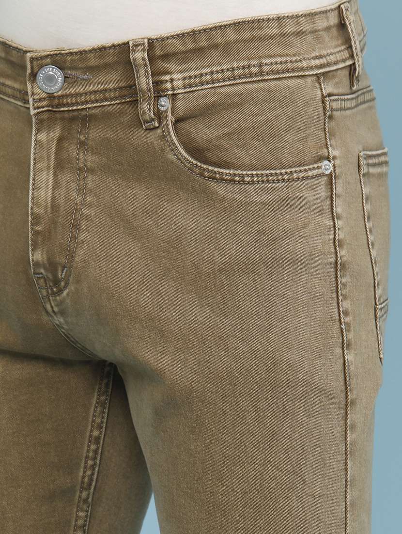 men plain mid rise full length slim fit jeans - 22399845 -  Standard Image - 1
