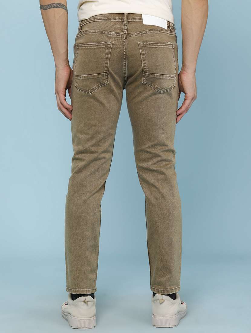 men plain mid rise full length slim fit jeans - 22399845 -  Standard Image - 4